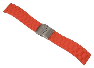 Minott | Uhrenarmband Silikon orange mit Faltschließe 28199S