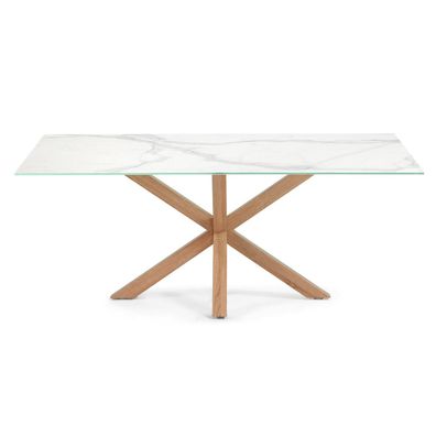 Tisch Argo 200 x 100 cm Keramik und Stahlbeinen mit Holzeffekt