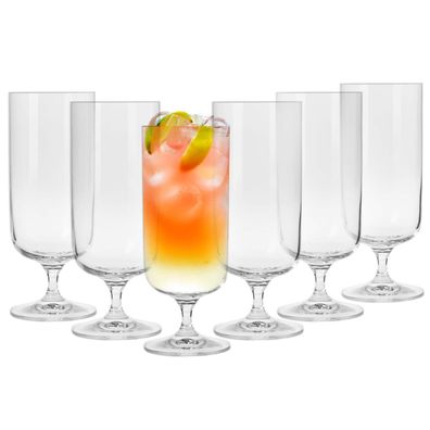Krosno Glamour Hohe Gläser für Cocktail Getränke | Set 6 | 400 ml | Spülmaschine