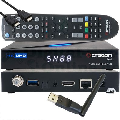 Octagon SX88 4K UHD S2 + IP Multistream SAT Receiver + 150 Mbits Wifi Stick