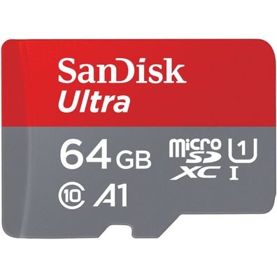 MicroSDXC 64GB Sandisk Ultra 100MB/ s A1 CLass 10 inkl. Adapter