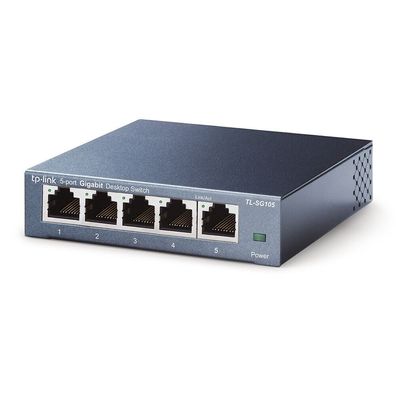 TP-Link TL-SG105 (5 Ports - 10/100/1000 RJ45) Gigabit Ethernet Metall-Gehäuse