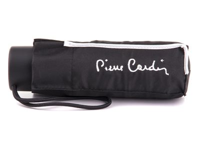 Pierre Cardin Mini Regenschirm Taschenschirm Handöffner schwarz mit weißen Akzente...