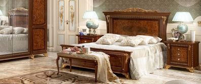 Schlafzimmer Barock Rokoko Holz Möbel Bett Polster Design Luxus Doppel Betten