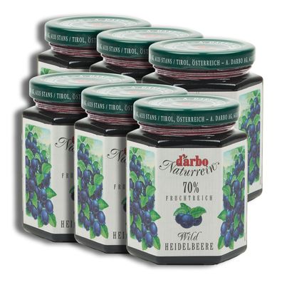 Food-United DARBO Fruchtaufstrich Naturrein Blaubeere Heidelbeere 6x 200g Glas