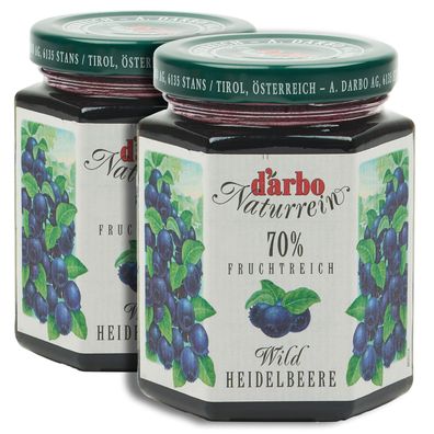 Food-United DARBO Fruchtaufstrich Naturrein Blaubeere Heidelbeere 2x 200g Glas