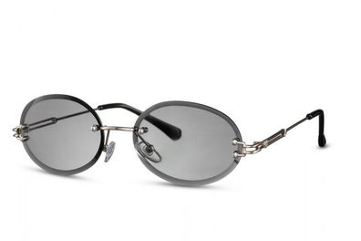 Sonnenbrille oval randlos Kat. 3 silber/ grau