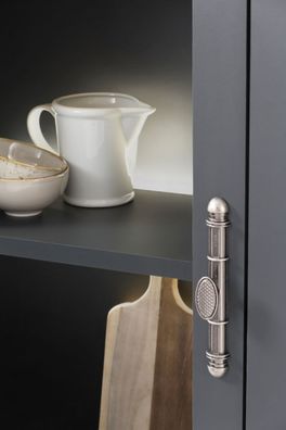 Wohnzimmer Esszimmer Möbel Set Vitrine Sideboard 200 cm Möbelset grau Eiche Ribera