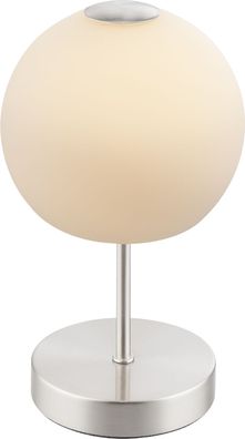 GLOBO Touch LED Tischleuchte Trude Lampe Leuchte Glas Weiß Nickel matt Ø15cm