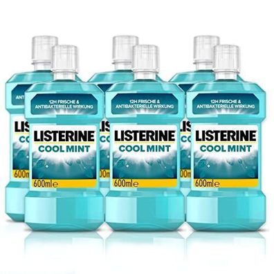 Listerine Cool Mint 6 x 600ml Antibakterielle Mundspülung Mundwasser Zähne Minze