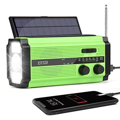 Nigecue Solar Radio Tragbar Kurbelradio AM/ FM 5000mAh Powerbank Lampe Aufladbar