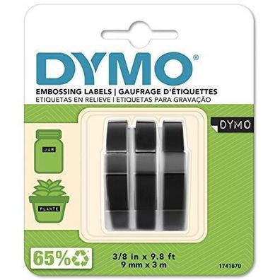 Dymo S0847730 Vinyl-Prägeetiketten Rolle 9mm x 3m, weißer Druck 3er Pack
