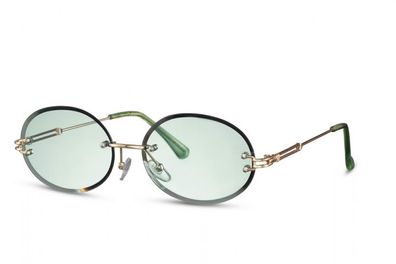 Sonnenbrille oval randlos Kat. 2 gold/ grün