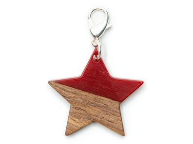 Stern Charm Miniblings Anhänger Sternchen Star Weihnachten Acrylglas Holz rot