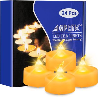 AGPtek LED Kerzen Teelichter Timer Batteriebetriebene Flackernd Geld 24er Pack