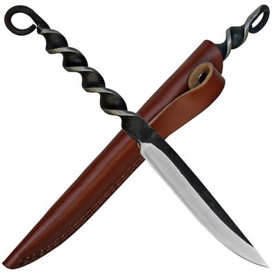 Mittelalter Messer feststehende Klinge mit Ledersteckscheide