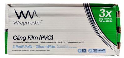 Wrapmaster 1000 Frischhaltefolie PVC 3 Rollen - 30cm x 100 m EAN 5023139317837