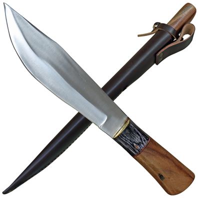 Wikinger Messer Jagdmesser Outdoormesser mit Holzgriff inkl. Leder-Steckscheide