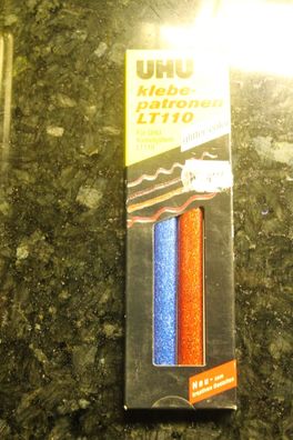 UHU - Heißklebestick; Klebepatrone für Low Melt 110, Metalliceffekt, blau, rot, Stück