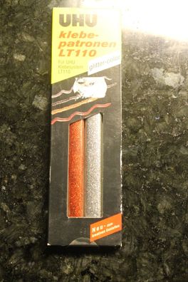 UHU-Heißklebestick; Klebepatrone für Low Melt 110, Metalliceffekt, rot, silb, 4Stück