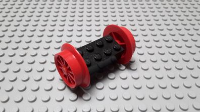 Lego 1 Eisenbahnachse 2x4 Achse Schwarz Räder Rot Nummer 4180c05