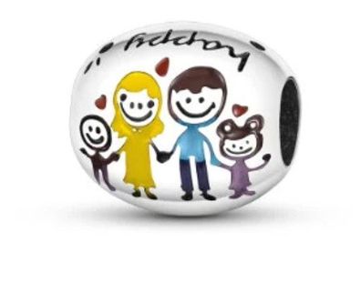 Charms Anhänger Charm kompatibel für Pandora 925 Sterling Silber Happy Family