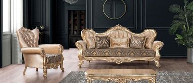 Luxus Sofagarnitur 3 + 1 Sitzer Garnitur Sessel Sofas Sitz Stoff Wohnzimmer Neu