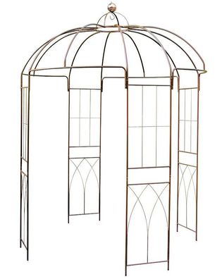 Metall Rosen Pavillon rost braun - 270 x 200 cm - Stahl Rankgitter pulverbeschichtet