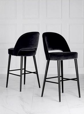 Barhocker Hocker Barstuhl Stuhl Modern Polyester Schwarz Stoff Holz Design Neu