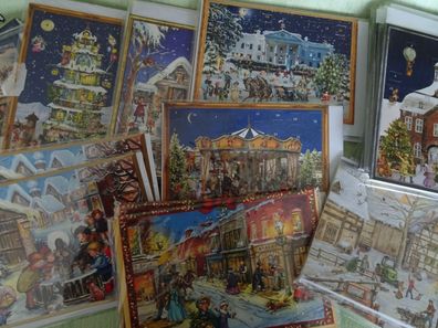 Adventskalender-Grußkarten & Umschlag Richard Sellmer buntes weihnachtliches Treiben