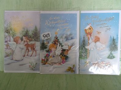 3x Weihnachtsgrußkarten & Umschlag Taunus Verlag süße Engel