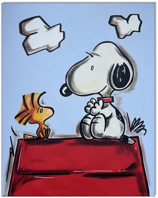 Klausewitz: Original Acryl auf Leinwand: Snoopy & Woodstock II / 40x50 cm