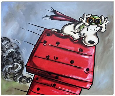 Klausewitz: Original Acryl auf Leinwand: Snoopy vs. Red Baron / 40x50 cm