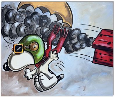 Klausewitz: Original Acryl auf Leinwand: Snoopy vs. Red Baron III / 40x50 cm