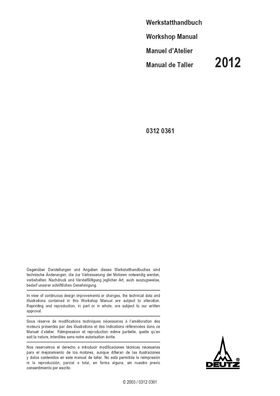 Werkstatthandbuch für die Deutz Motoren BFM 2012 (2002-2003)