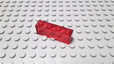 Lego 1 Basicstein Hoch 1x4 Transparent Rot Nummer 3066