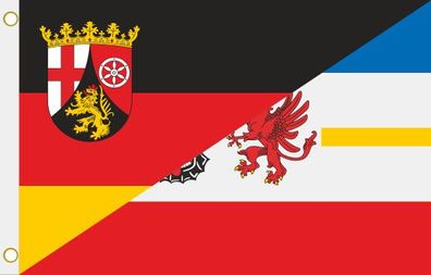 Fahne Flagge Rheinland-Pfalz-Mecklenburg-Vorpommern Hissflagge 90 x 150 cm