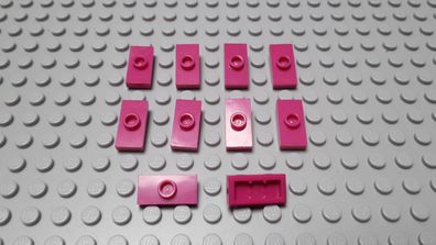 Lego 10 Konverter Fleise mit Noppe 1x2 Magenta Nummer 15573