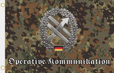 Fahne Flagge Flecktarn Bundeswehr Operative Kommunikation Hissflagge 90 x 150 cm