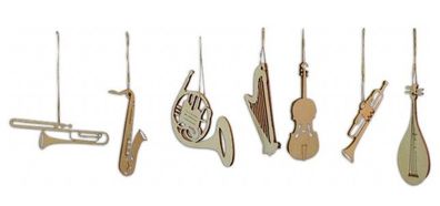 Baumbehang - Instrumente, 7er Set, Original Erzgebirge