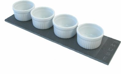 Dipschalen Dipp Schalen Snackschalen mit Teller 4 Stück im Set Farbe Weiß NEU