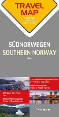 KUNTH Travelmap Suednorwegen 1:300.000 Travel Map Southern Norway