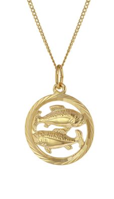 trendor Schmuck Halskette mit Sternzeichen Fische 333 Gold Ø 16 mm 41980-03
