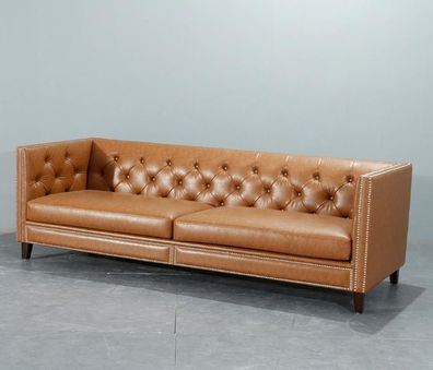 Sofa 4 Sitzer Polstersofa Modern Sitz Polyester Design Couch Orange Sofas 244 cm