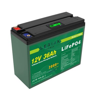 LiFePO4 Akku 12V 36Ah Lithium-Eisen-Phosphat Batterie für Camping Boot Solar Wohnw...
