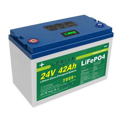 LiFePO4 Akku 24V 42Ah 50A Lithium-Eisen-Phosphat Batterie für Camping Boot