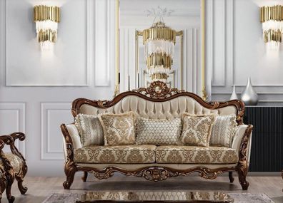 Sofa 3 Sitzer Barock Rokoko Stoff Dreisitzer Sofas Luxus Wohnzimmer Barock Stil