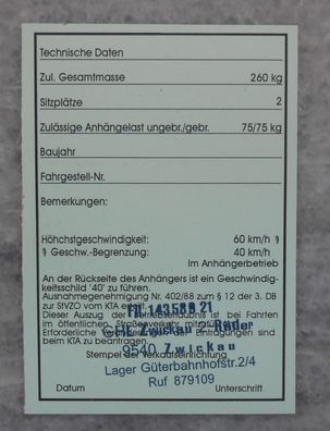 AGB für Kleinkrafträder S51 Stempel, Simson, DDR, Oldtimer
