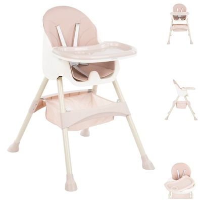 Kikkaboo Kinderhochstuhl 2 in 1 Brie, Kinderstuhl, Gurt, Tisch verstellbar, Korb