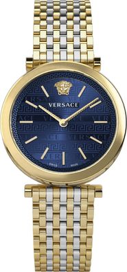 Versace VELS01319 V-Twist blau gold silber Edelstahl Damen Uhr NEU